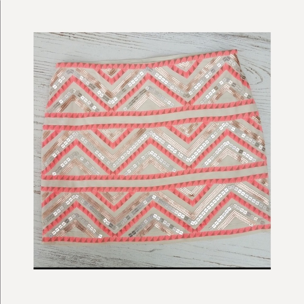 Express Chevron Sequin Mini Skirt